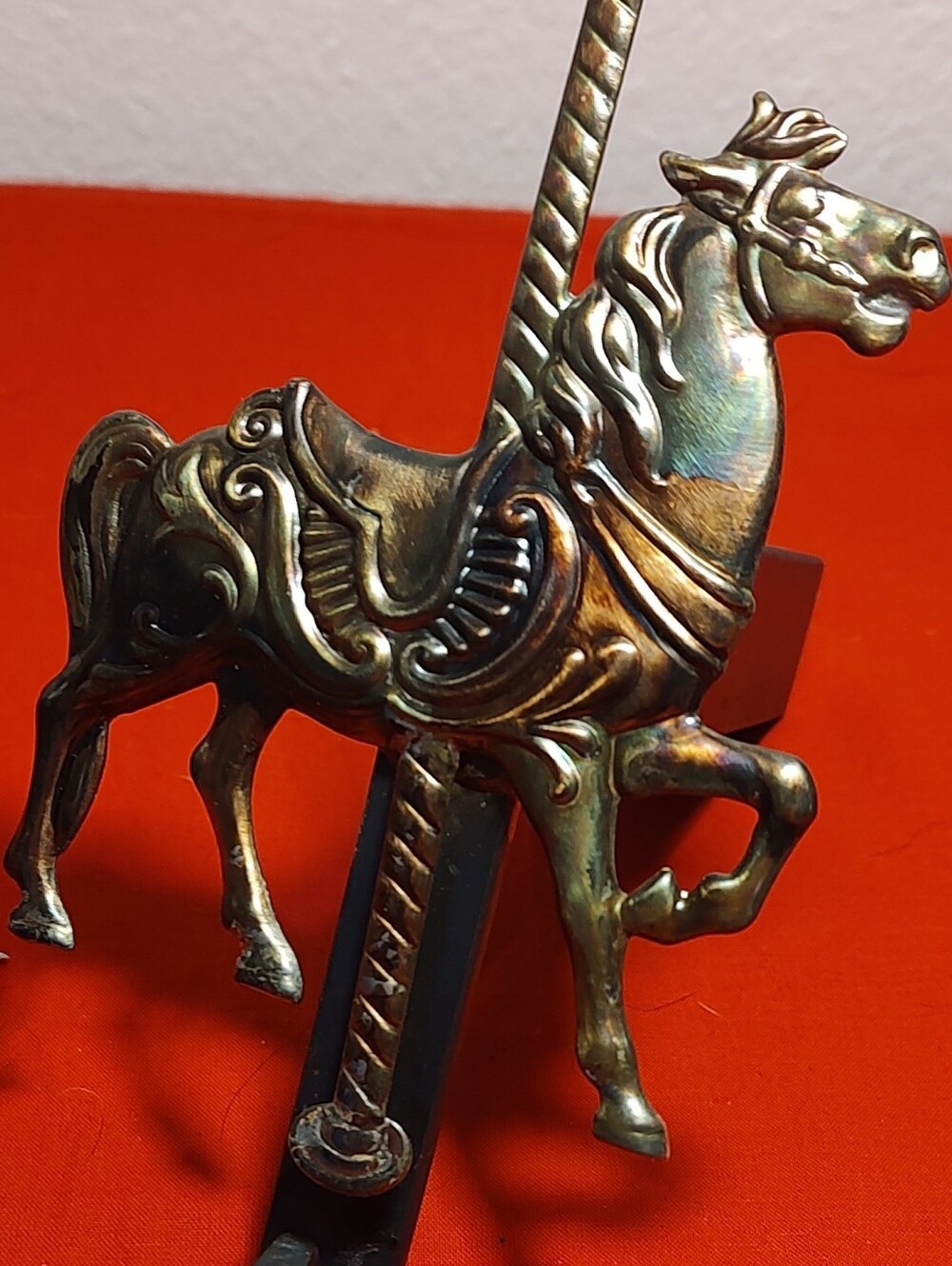 Christmas Carousel Horse Stocking Holder in Aged Bronze Finish